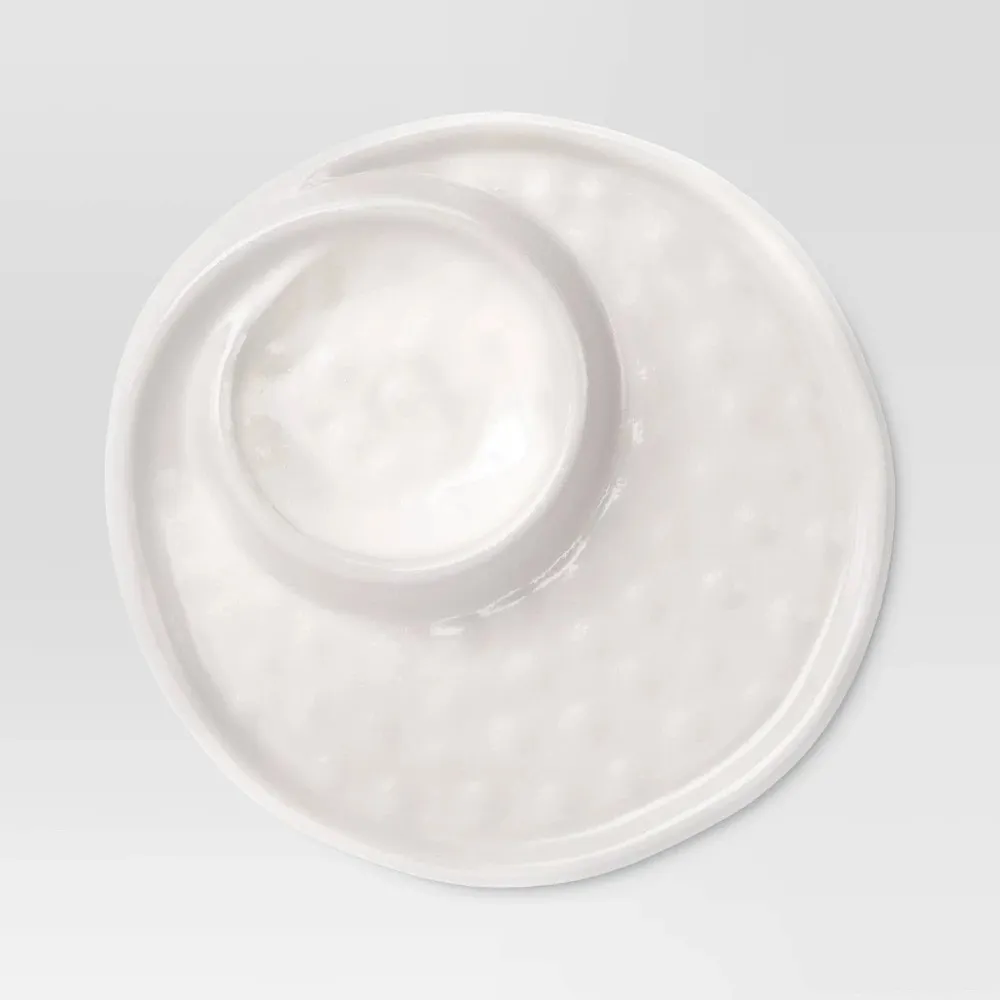 Melamine Plastic Dip Bowl and Platter - White - Image 3
