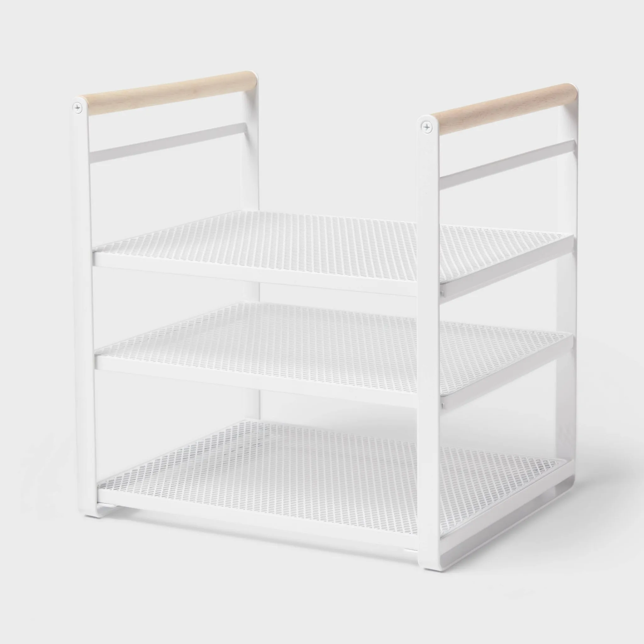 Metal 3-Tier Adjustable Shelf Box Organizer White