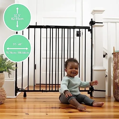 Metal Banister & Stair Safety Baby Gate - Black - Image 2