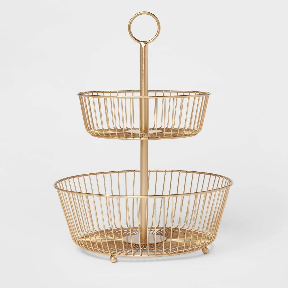 Metal Wire Fruit Basket - Gold