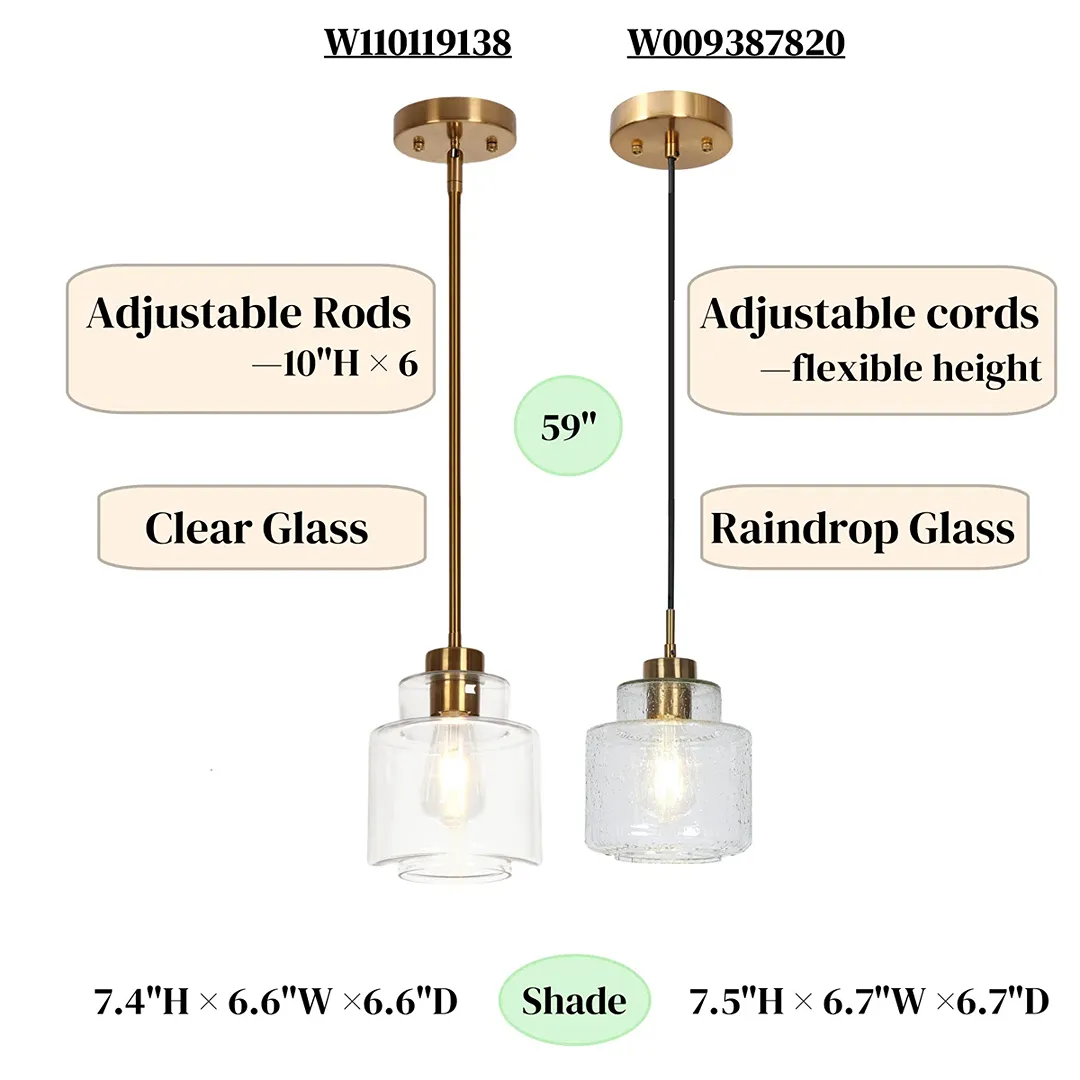 Meya 1 - Light Single Drum Pendant with Raindrop Glass - Image 2
