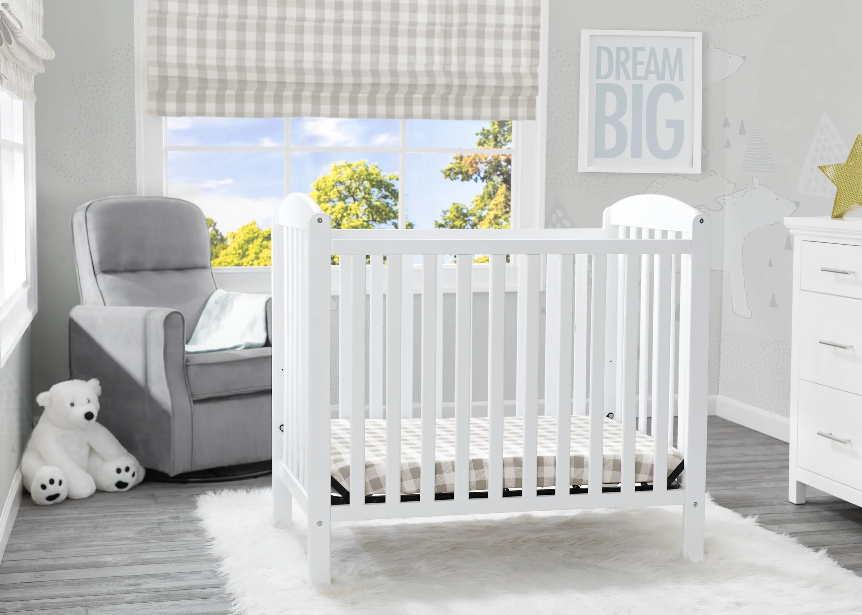 Mini Convertible Baby Crib with Mattress - Bianca White