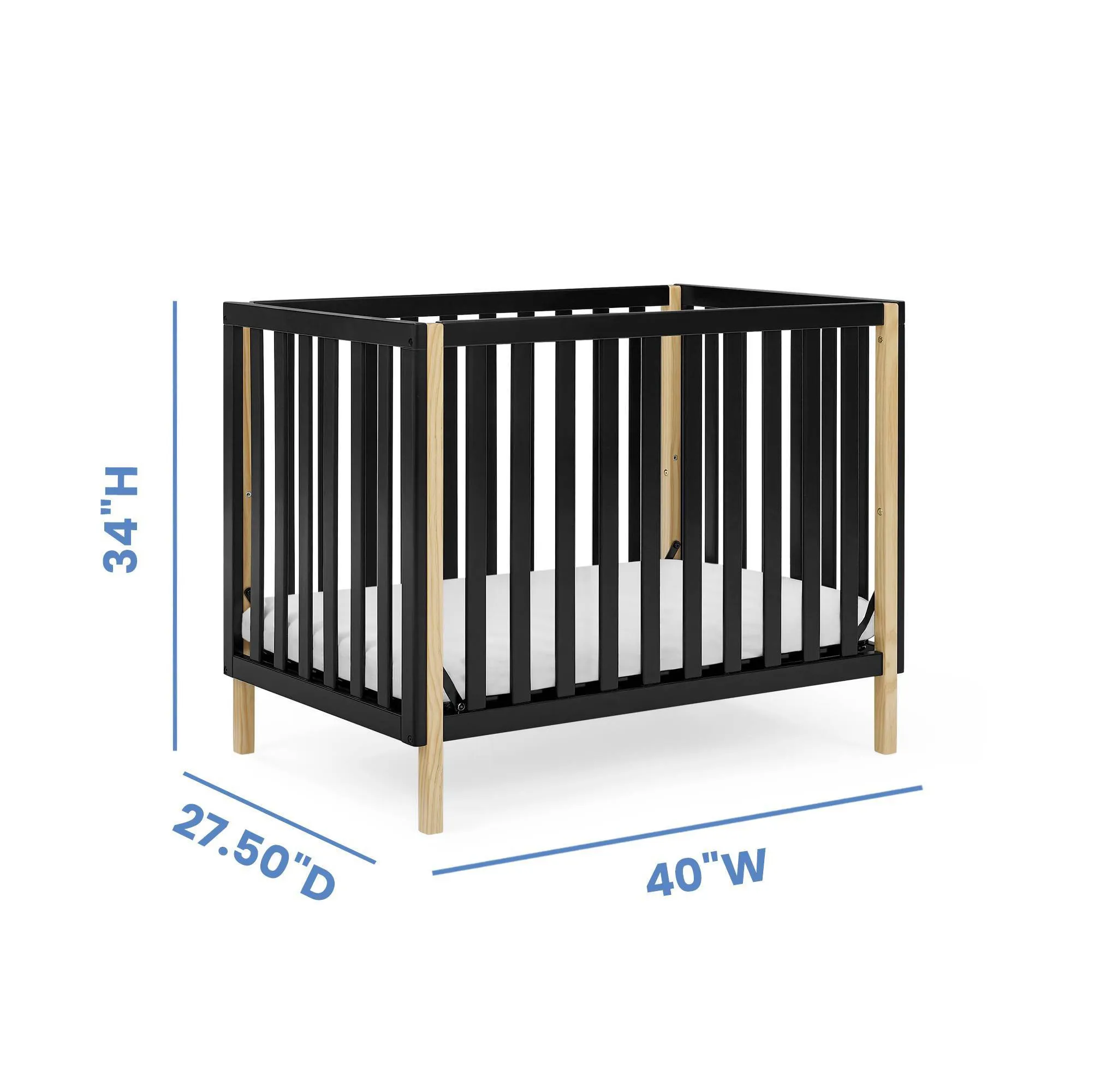 Mini Crib with 2.75-Inch Mattress - Ebony/Natural - Image 4