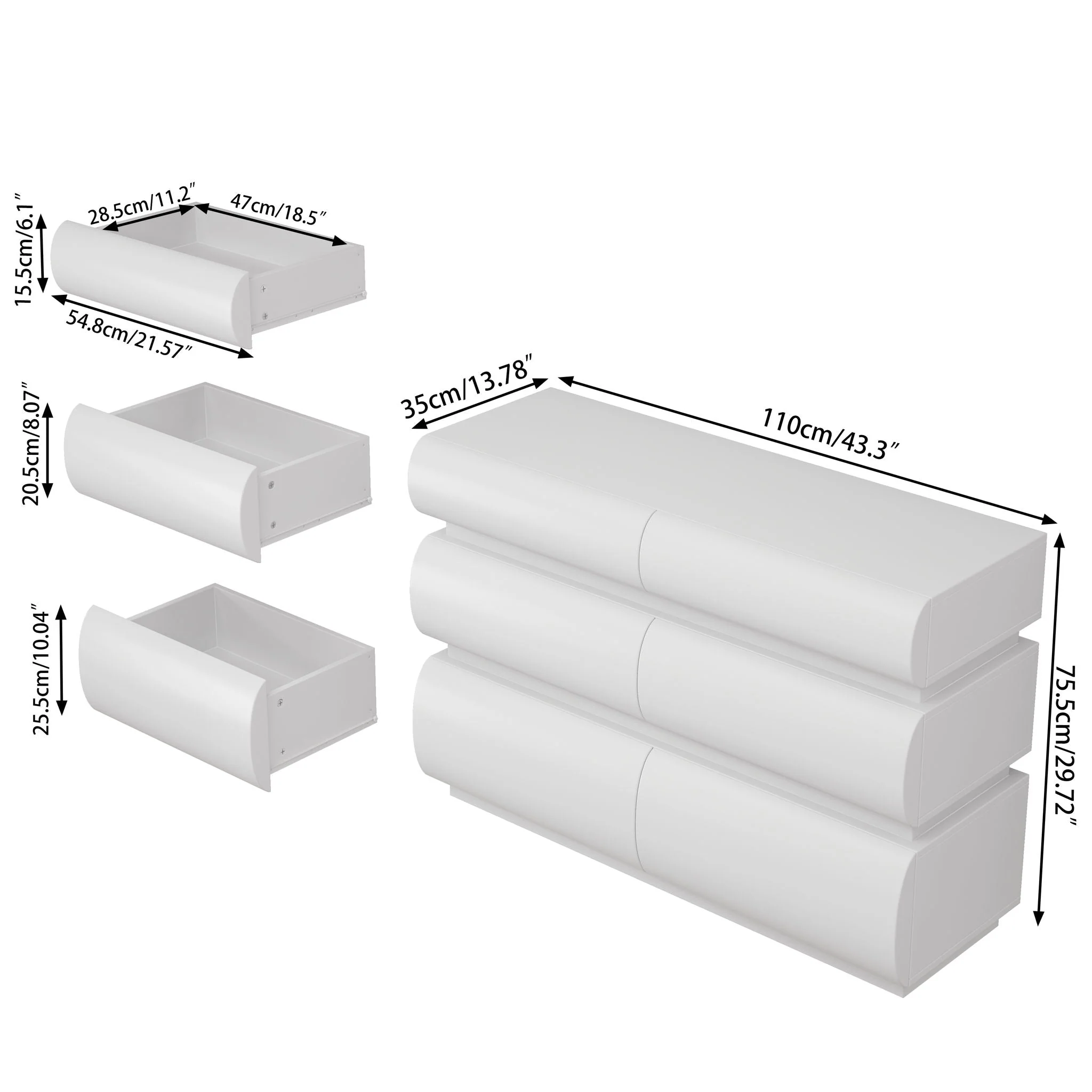 Minimalist Modern 6 Drawer Dresser, Handle Free Design With Wide Storage - Image 4