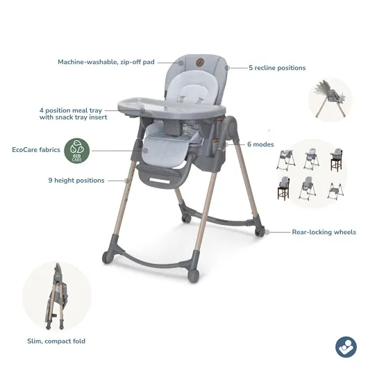 Minla 6-in-1 High Chairs - Classic Slate - Image 2
