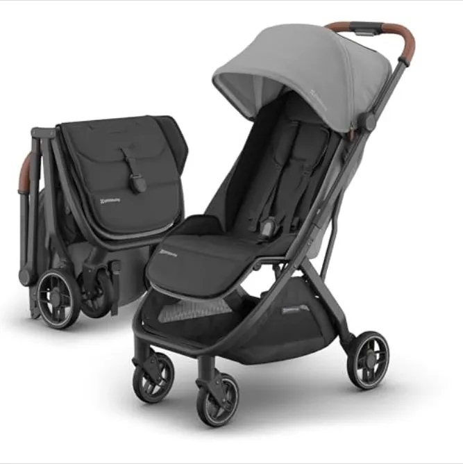 Minu V3 Light Weight Stroller - Greyson (Charcoal Mélange/Carbon Frame/Saddle Leather)