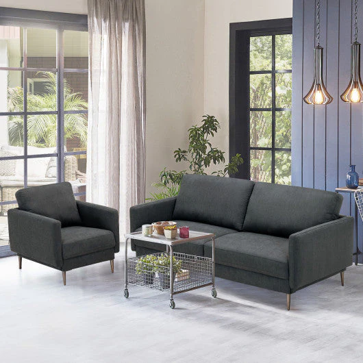 Modern Loveseat With Comfy Backrest Cushions-Gray - Image 3