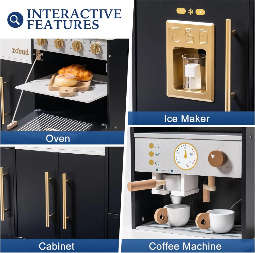 Modern Play Kitchen for Kids - Black - Image 8