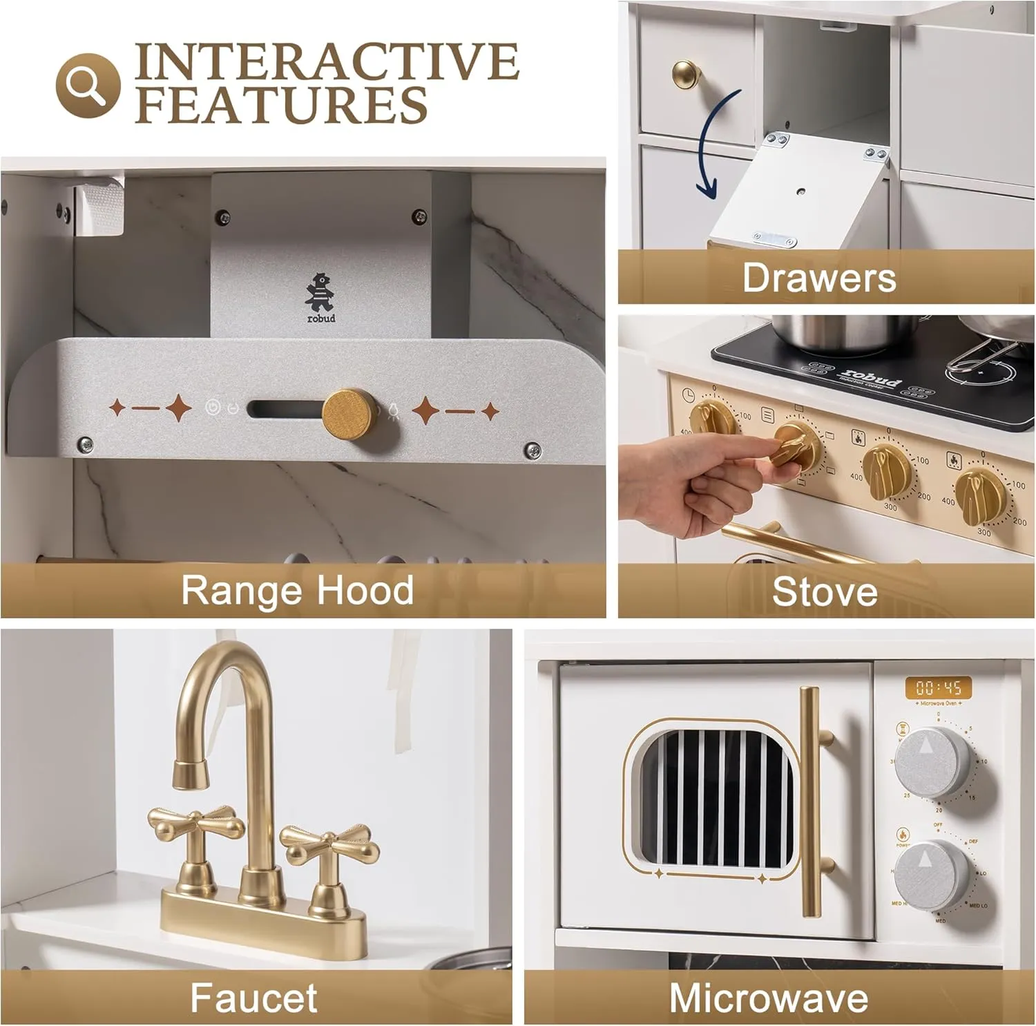 Modern Play Kitchen for Kids - White - Image 6