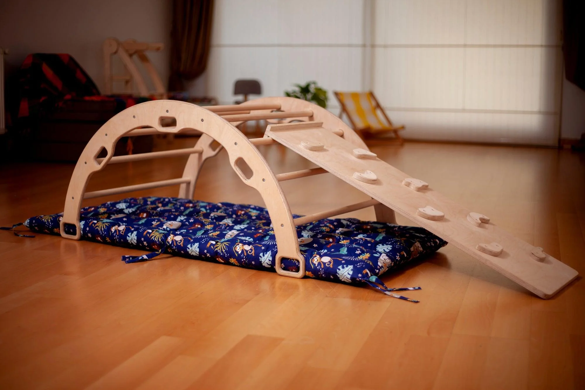 2 Size Montessori Baby Play Climber Set Wooden Climbing Arch Rocker & Ramp & Pillow - Image 37