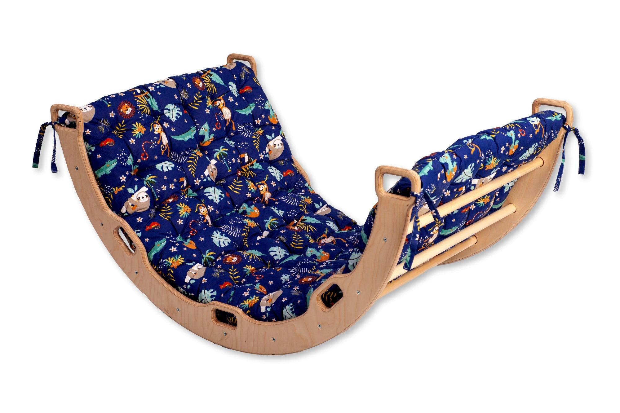 2 Size Montessori Baby Play Climber Set Wooden Climbing Arch Rocker & Ramp & Pillow - Image 9