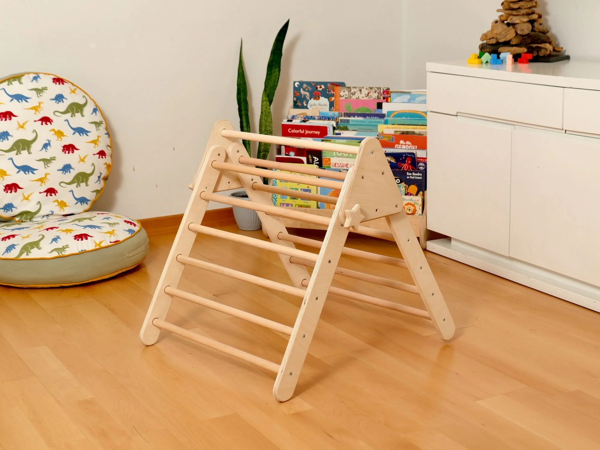Montessori Indoor Playground | Pikler Triangle & Climbing Arch & 2in1 Ramp & Pillow - Image 4
