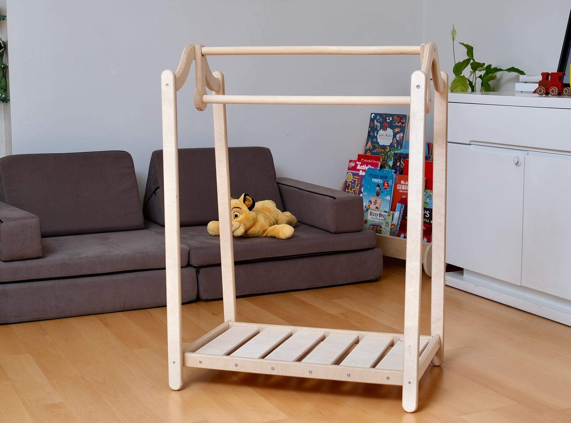 Montessori Wooden Clothes Rack and Wardrobe Set | Child Clothing Organizer - Image 13