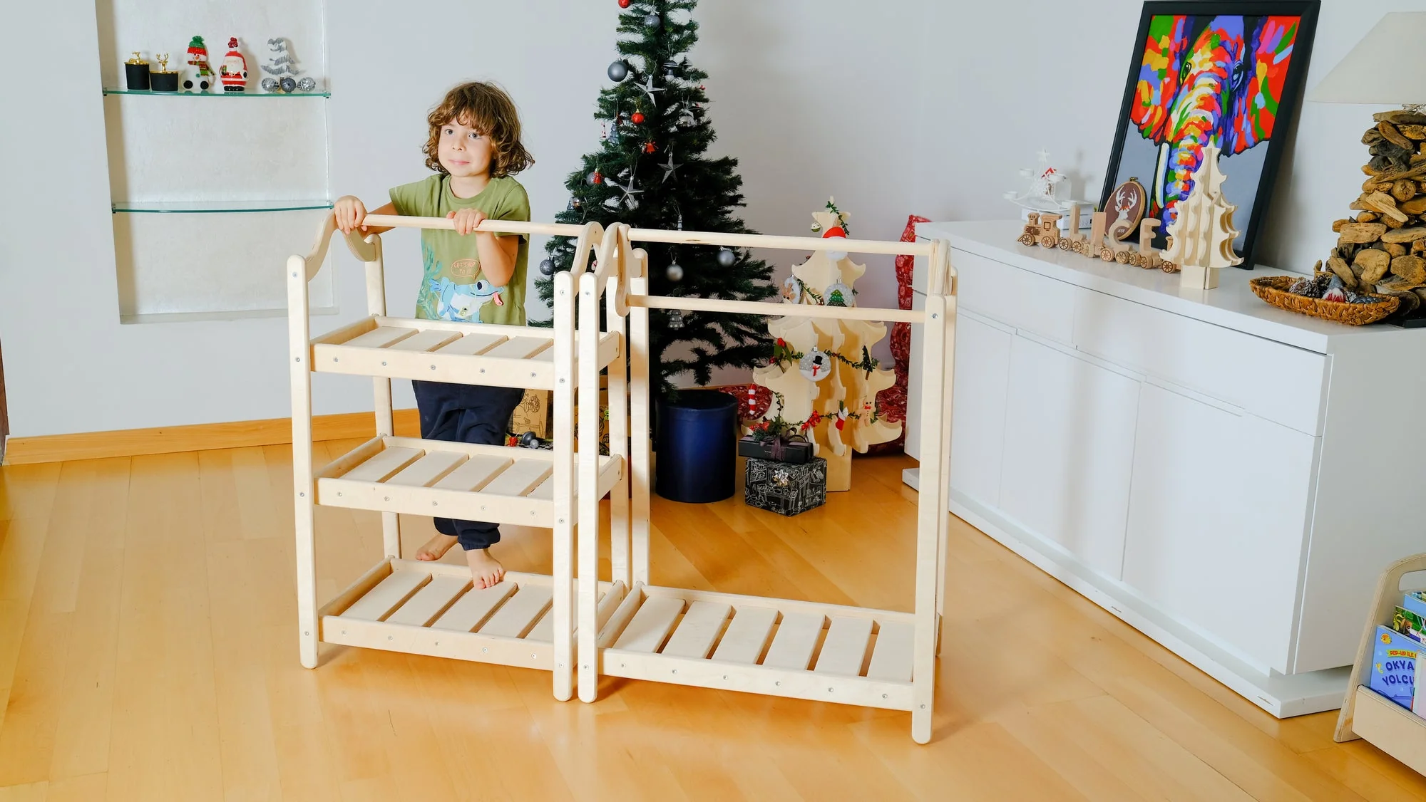 Montessori Wooden Clothes Rack and Wardrobe Set | Child Clothing Organizer - Image 8