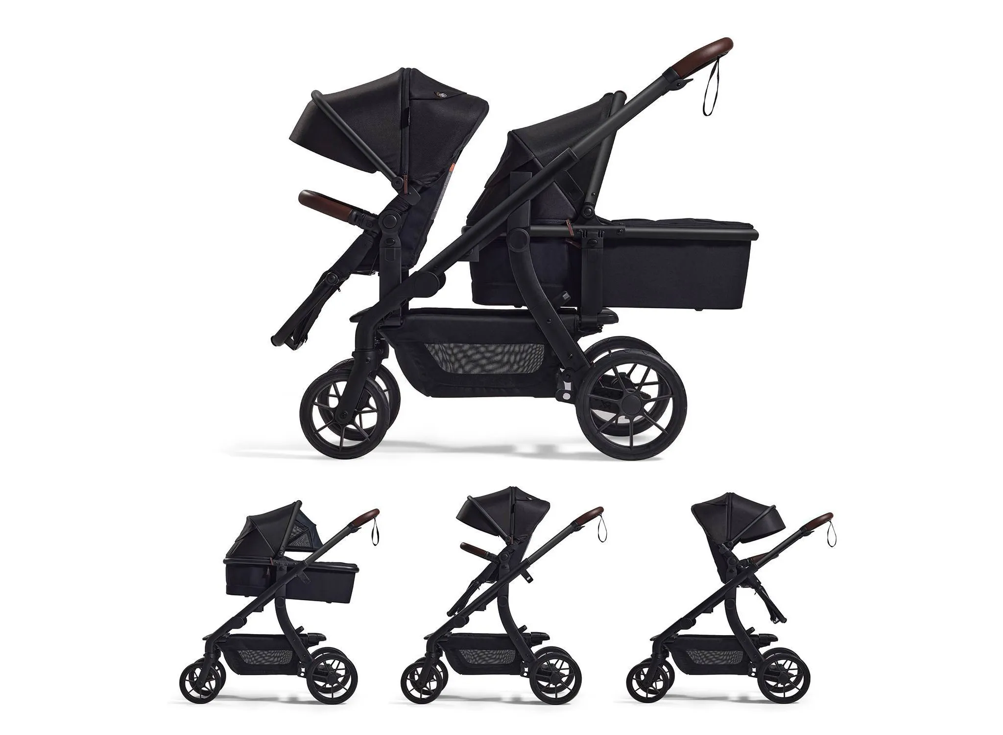 Multi-Functional Stroller with Carrycot + Seat Combo - Black