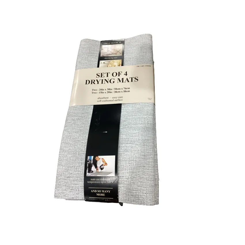 4 Pack - Multi-Purpose Printed Kitchen Drying Mat - Neutral grid - Image 4