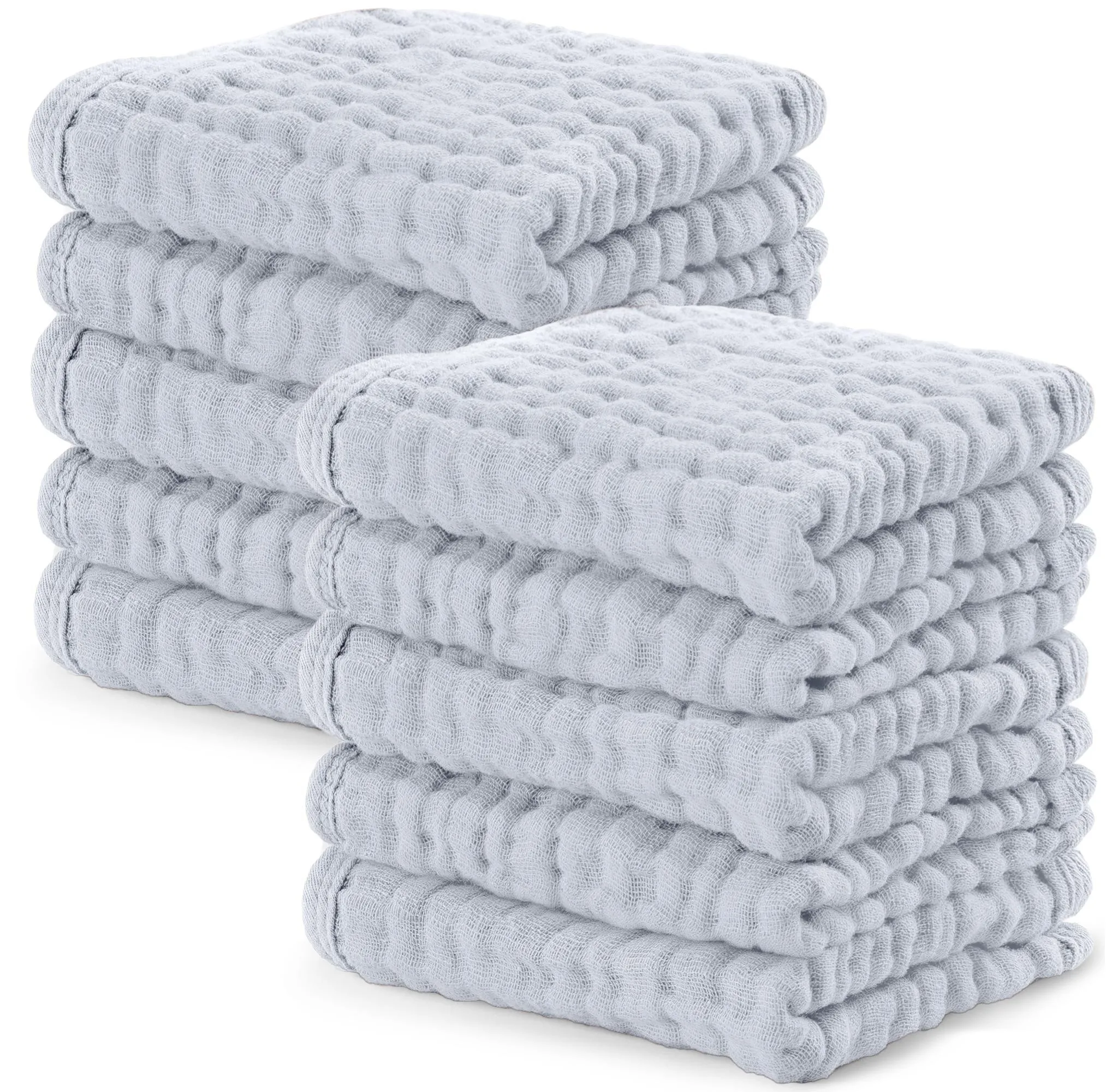 Muslin Baby Washcloths - Slate Grey, Pack of 10