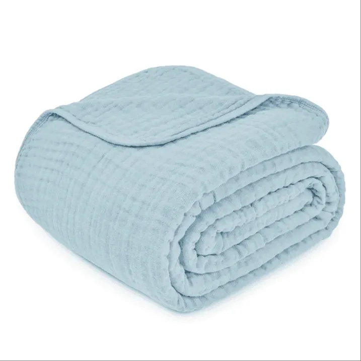 Muslin Blanket, Extra Large 108” x 90” - Sky Blue