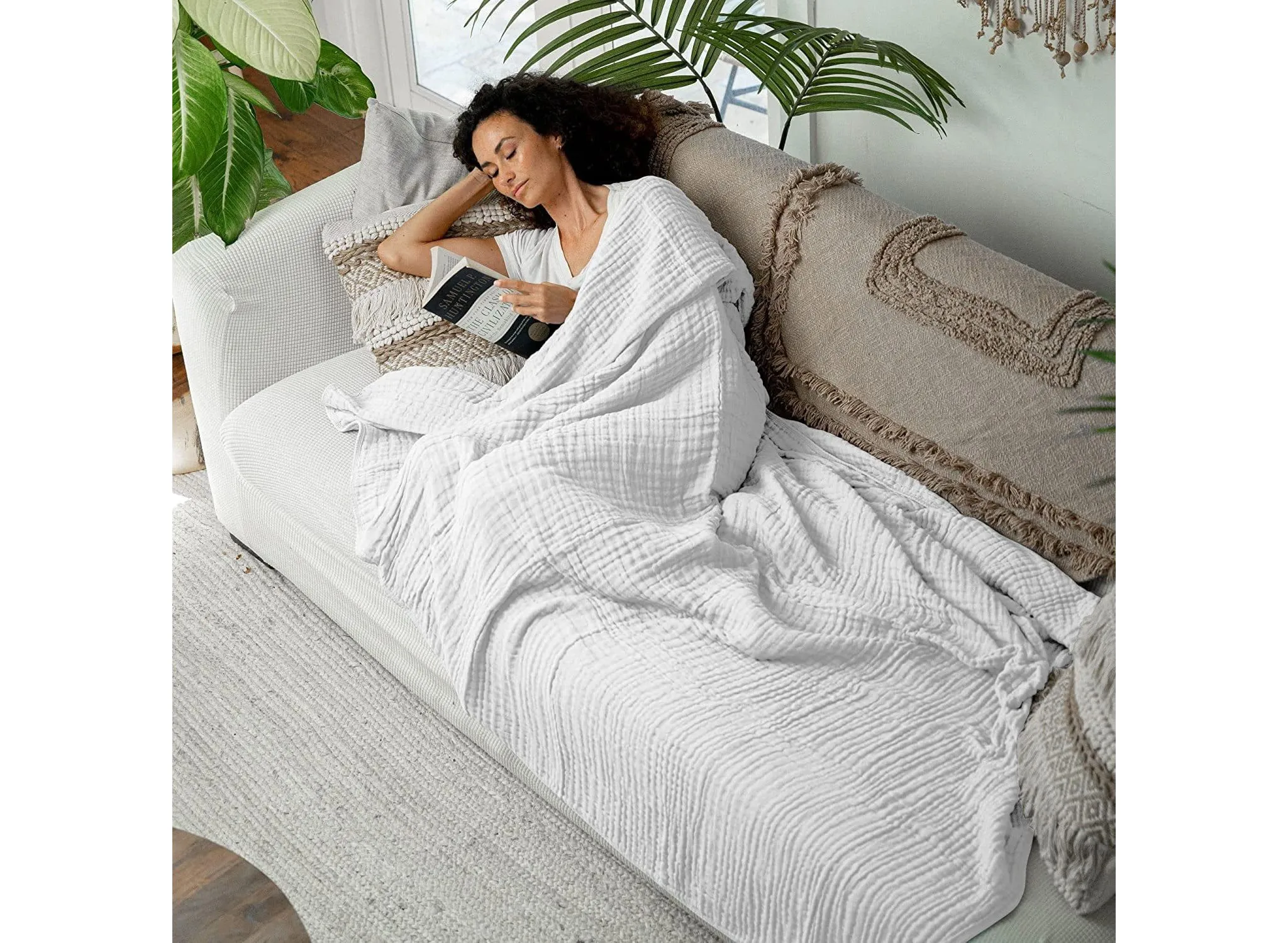 Muslin Blanket for Adults Twin 90” x 66” - White - Image 3
