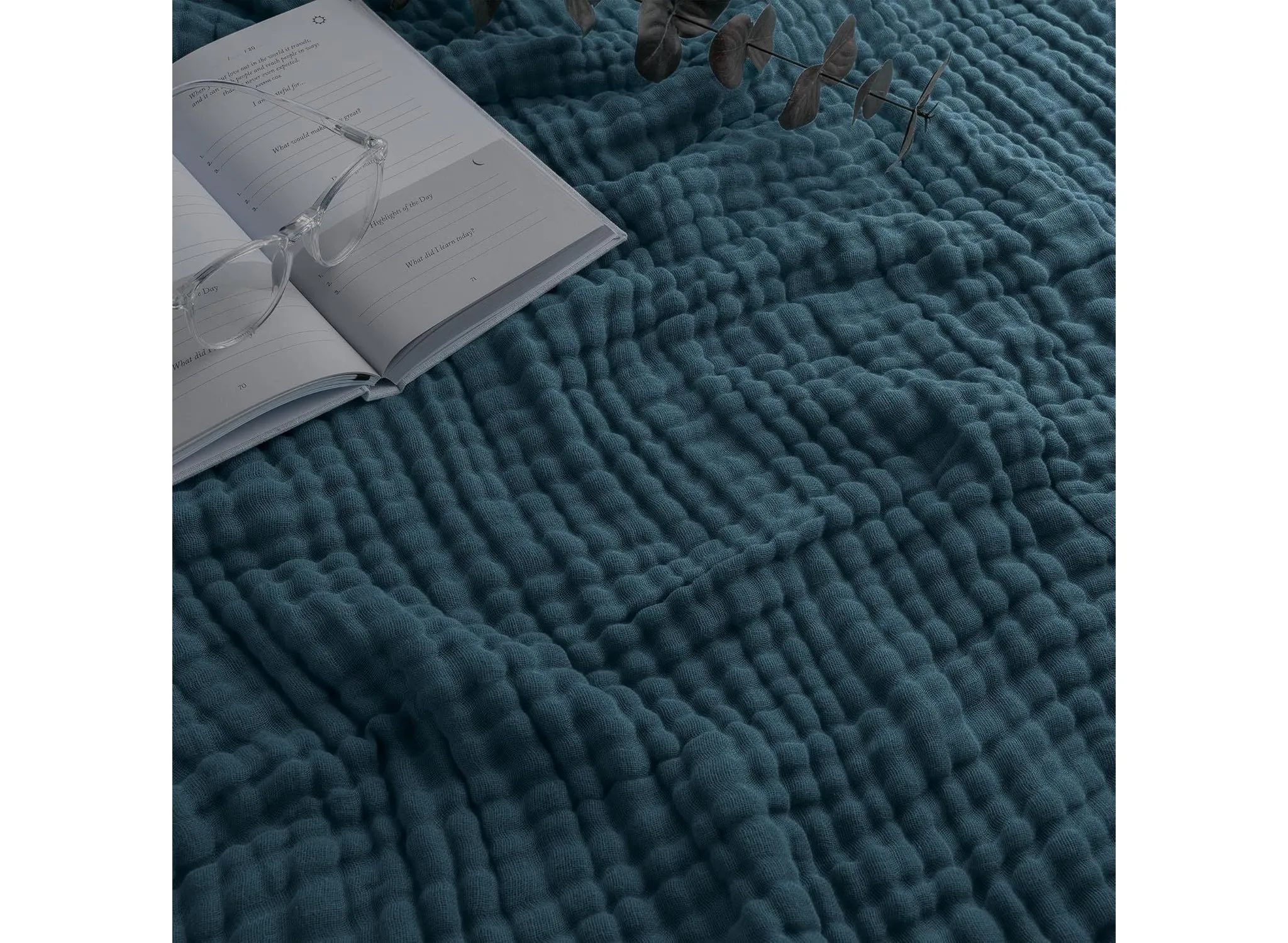 Muslin Cotton Blanket for Adults, Extra Large, Queen 90" x 90" - Neptune - Image 2