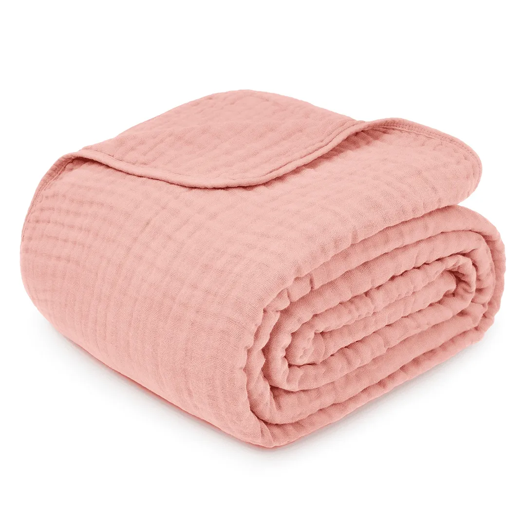 Muslin Blanket for Adults Queen 90" x 90" - Lace Pink