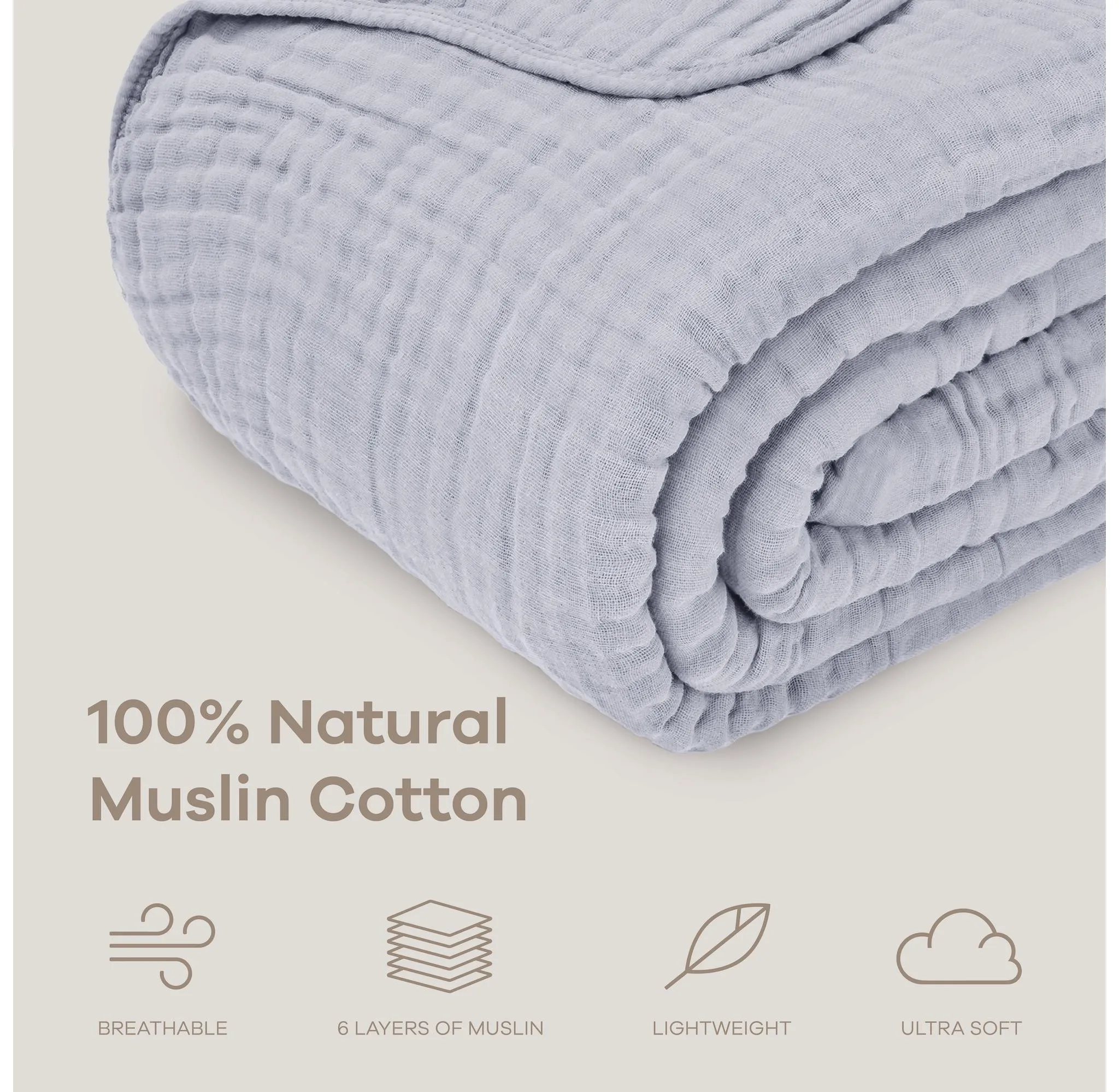 Muslin Blanket Twin  90” x 66” - Heather - Image 5