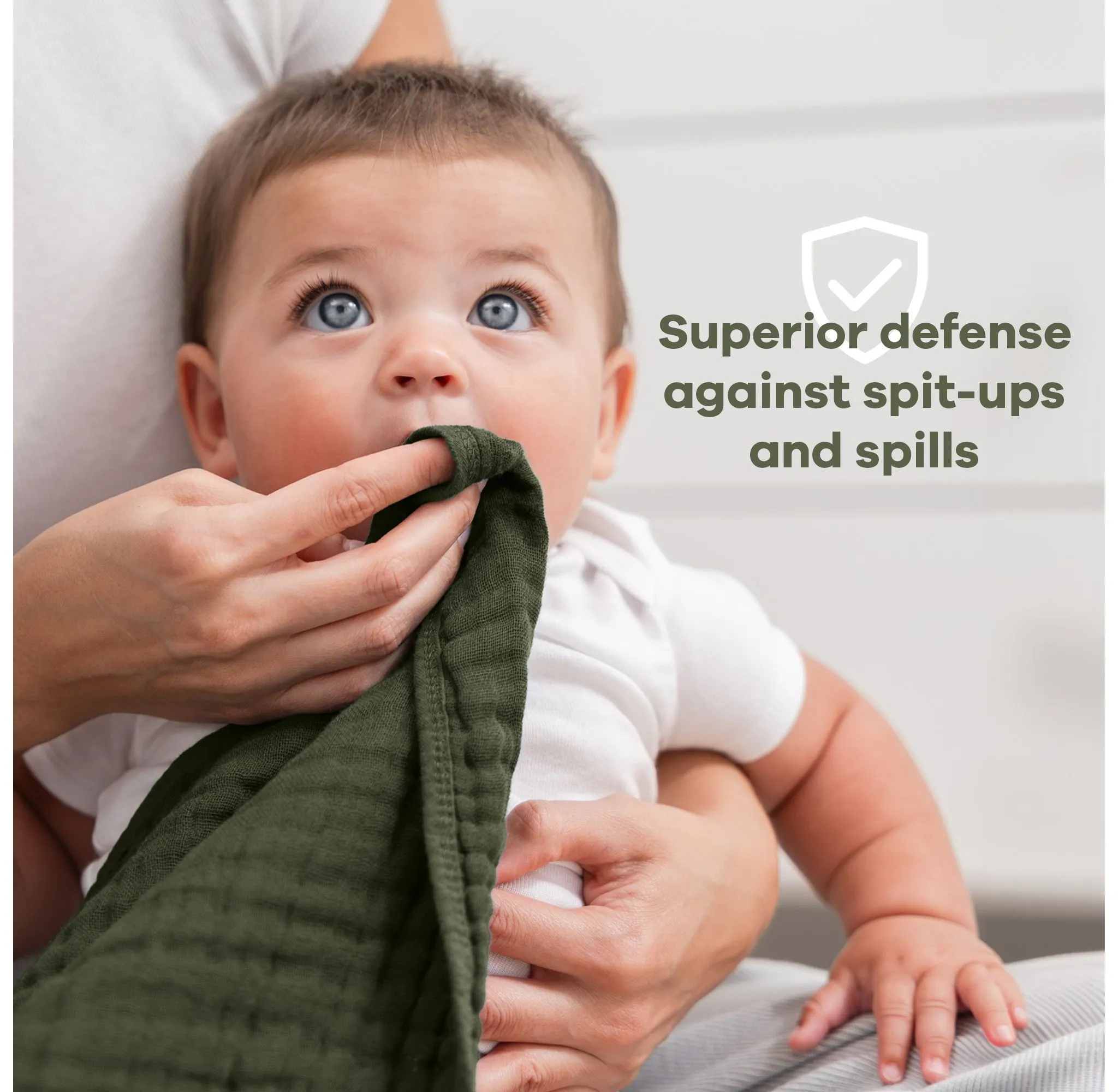 Muslin Burp Cloths - Kelp, Pack of 10 - Image 4