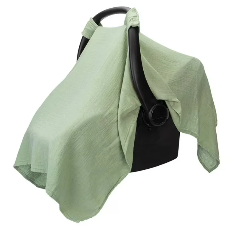 Muslin Cotton Baby Car Seat Cover, Universal Fit Carseat Canopy Covers for babies, Girls and Boys By Comfy Cubs - Sage