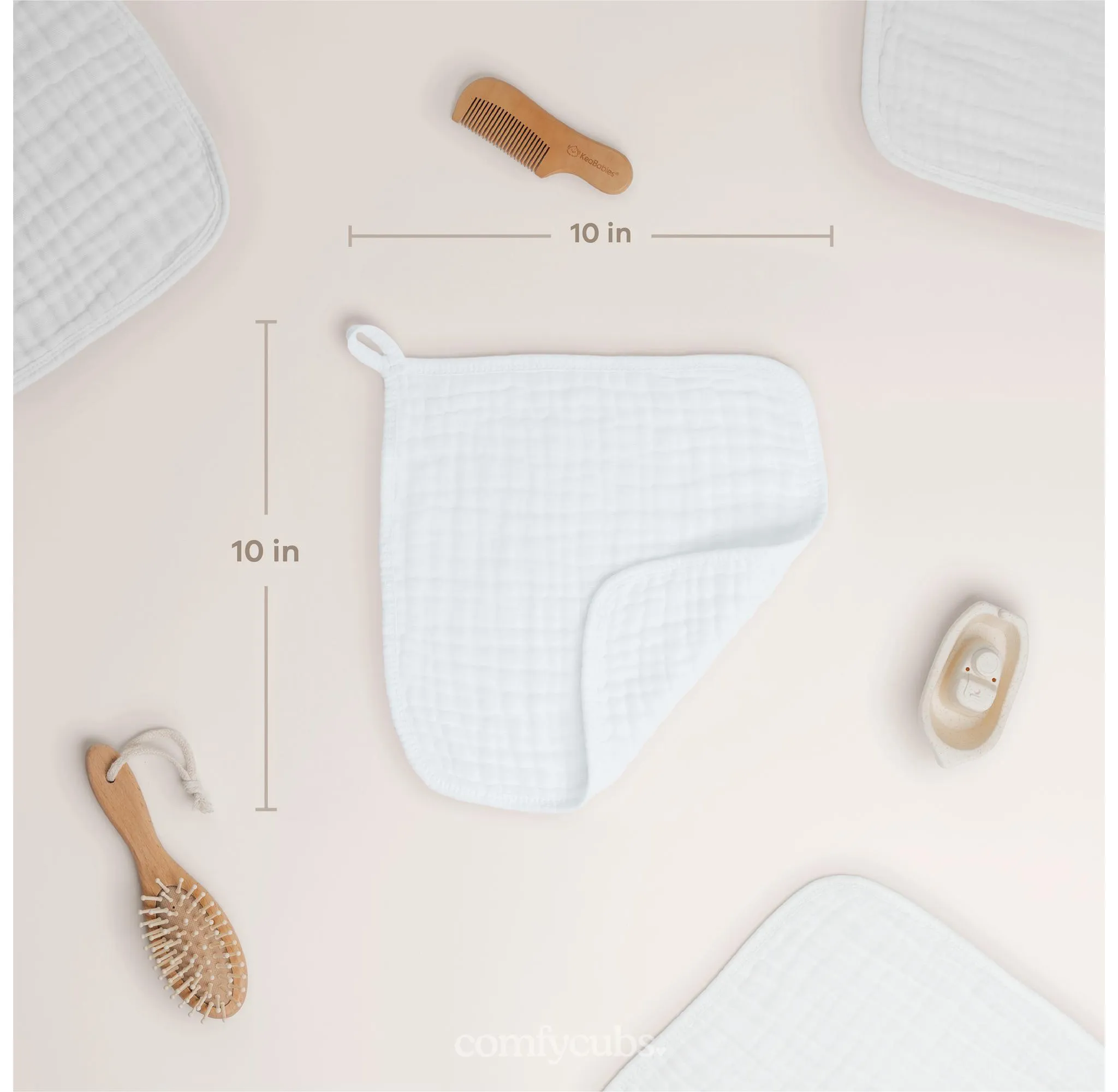 Muslin Cotton Baby Washcloths - White - Pack of 10 - Image 3