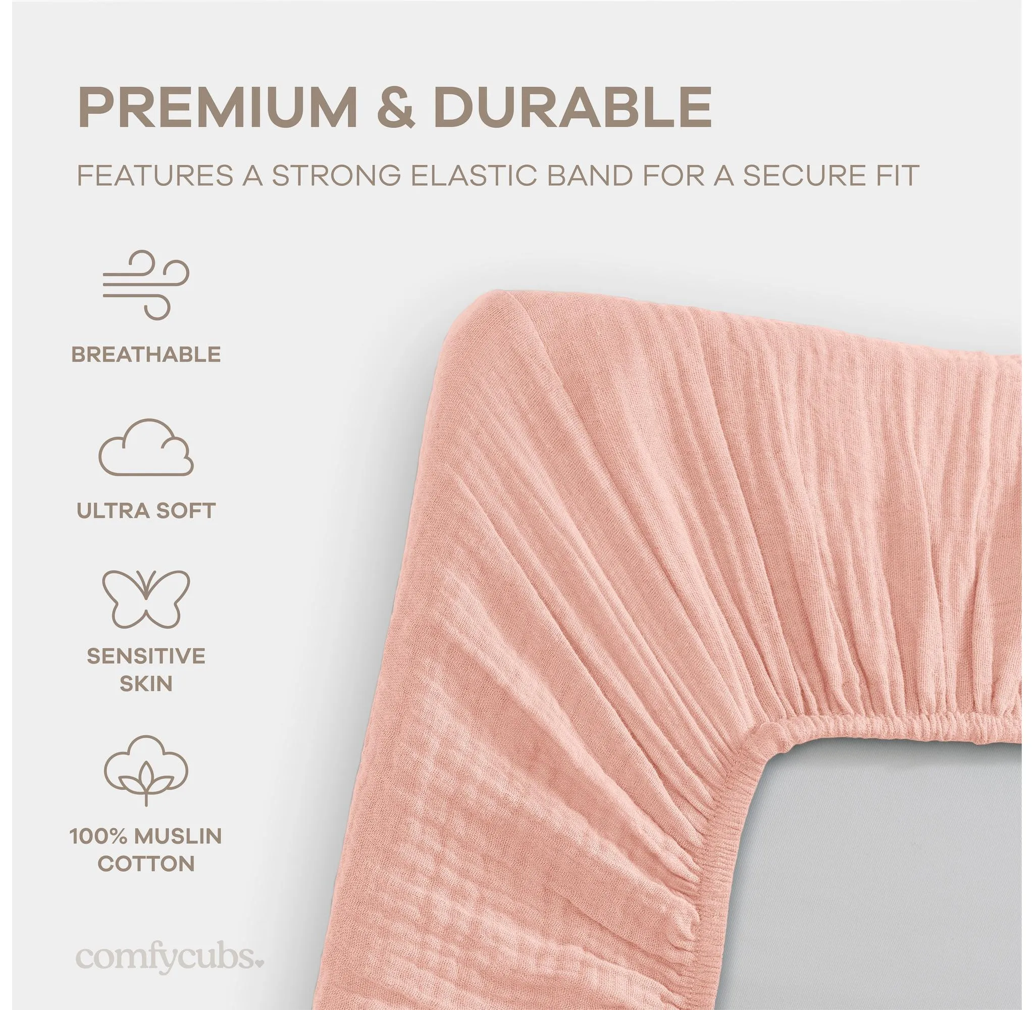 Muslin Fitted Bassinet Crib Sheet - Lace Pink - Image 4