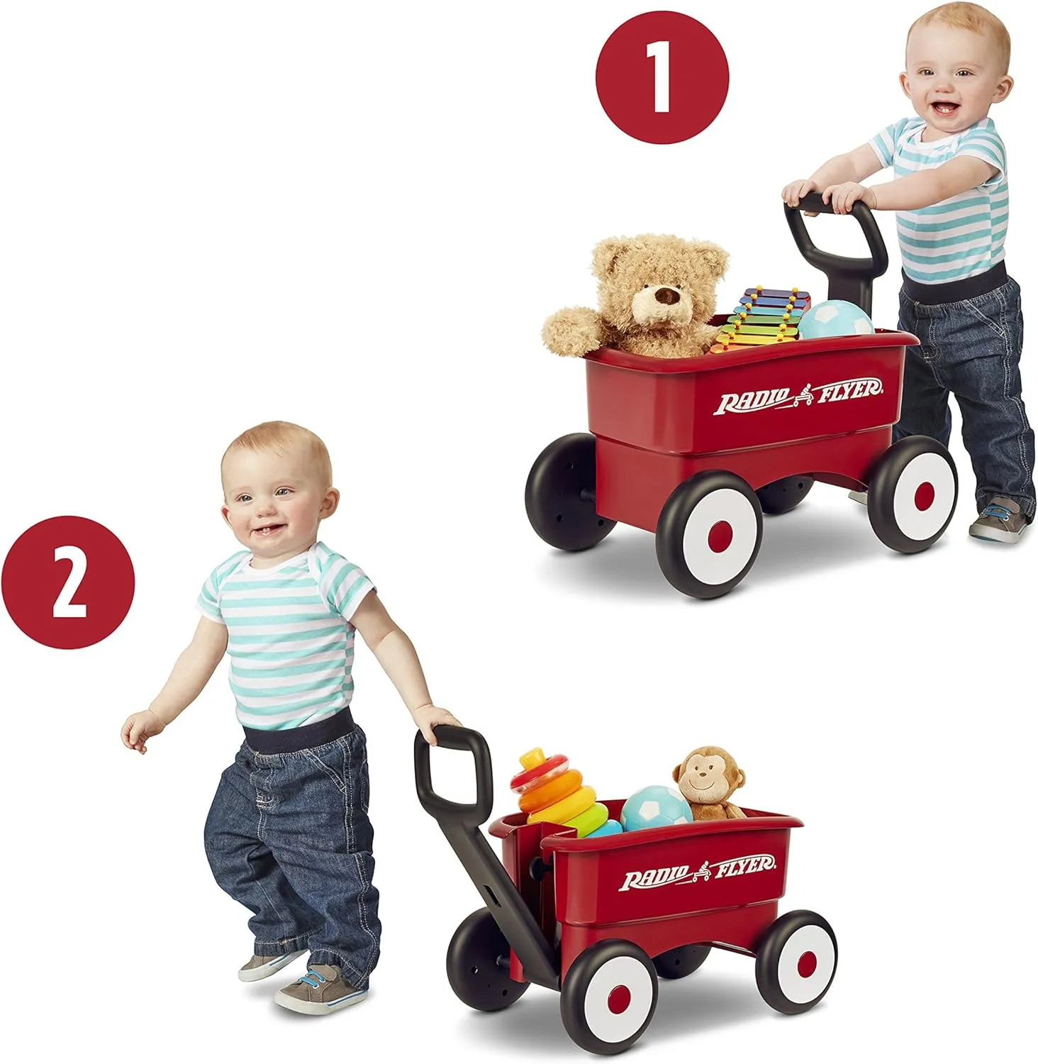 My 1st 2-in-1 Wagon Push and Pull Toy - Red - Image 3