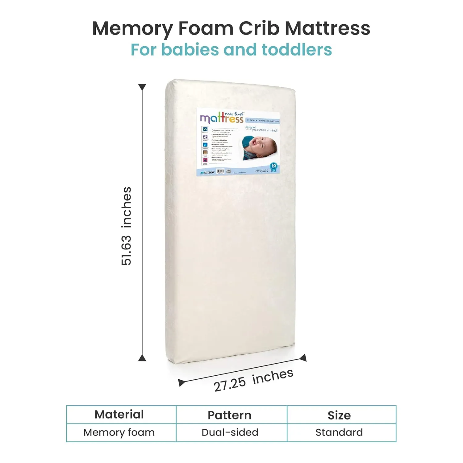 My First Memory Foam Crib Mattress - Breathable And Waterproof - Image 2