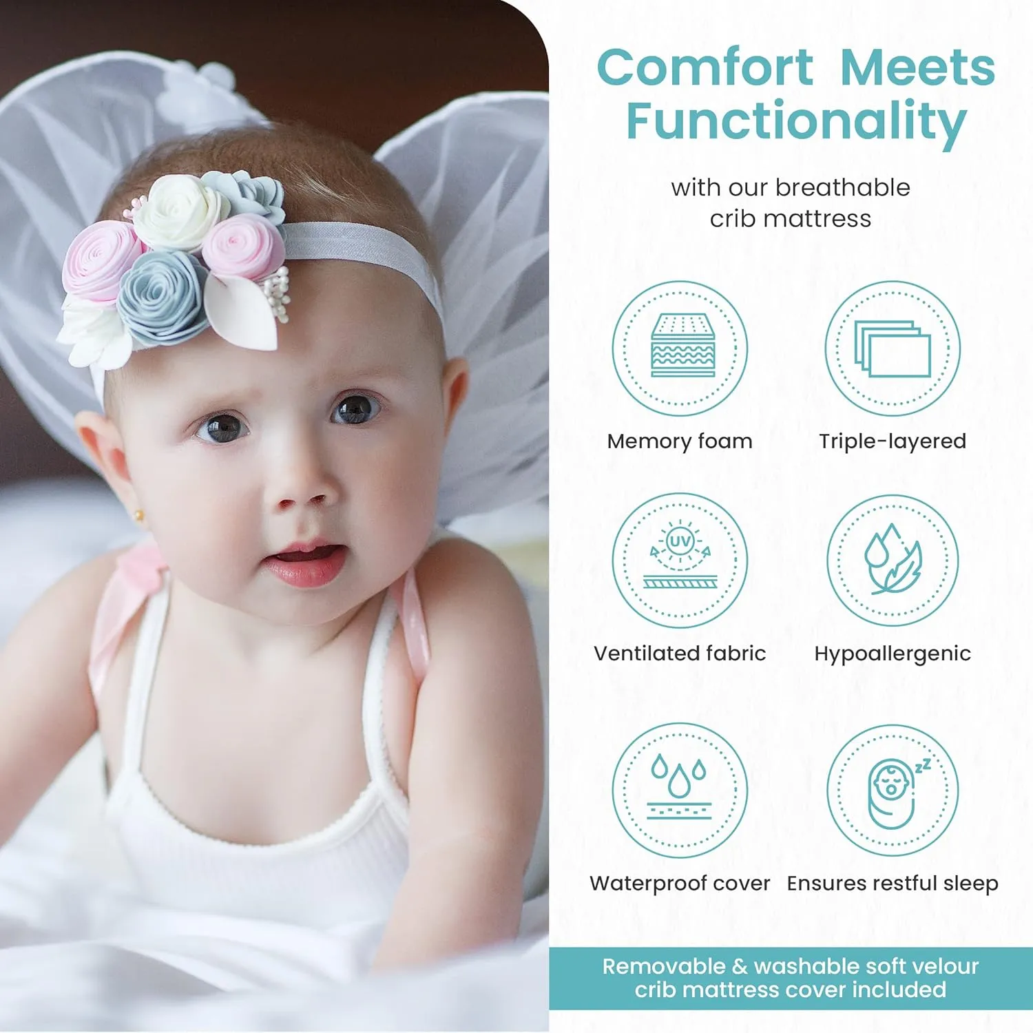 My First Memory Foam Crib Mattress - Breathable And Waterproof - Image 3