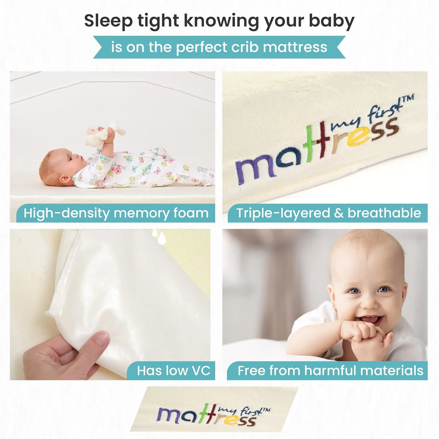 My First Memory Foam Crib Mattress - Breathable And Waterproof - Image 4