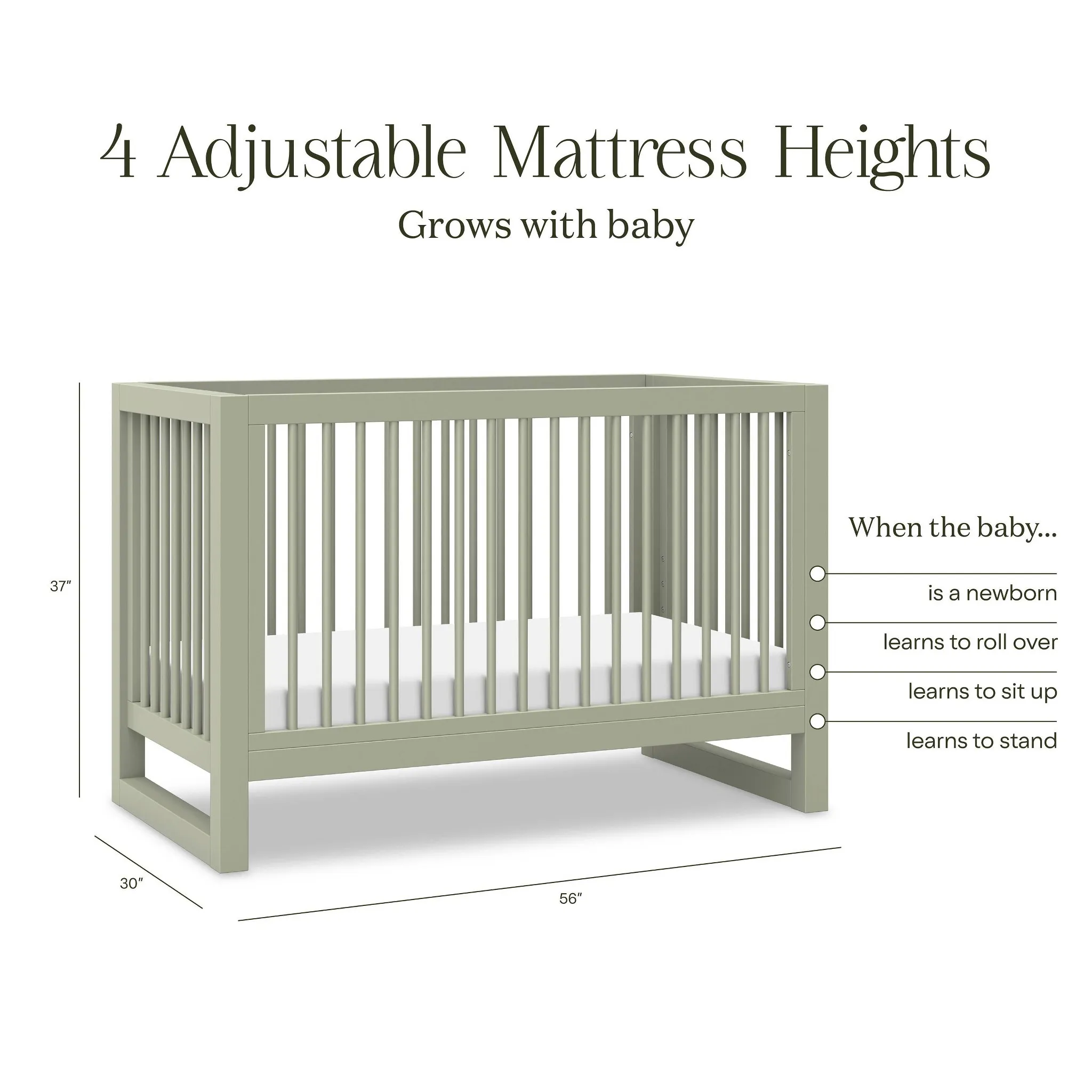 Nantucket 3-in-1 Convertible Crib with Toddler Bed Conversion Kit - French Sage - Image 4