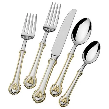 Napoleon Bee Gold Accent 45 Piece Flatware Set - Service for 8
