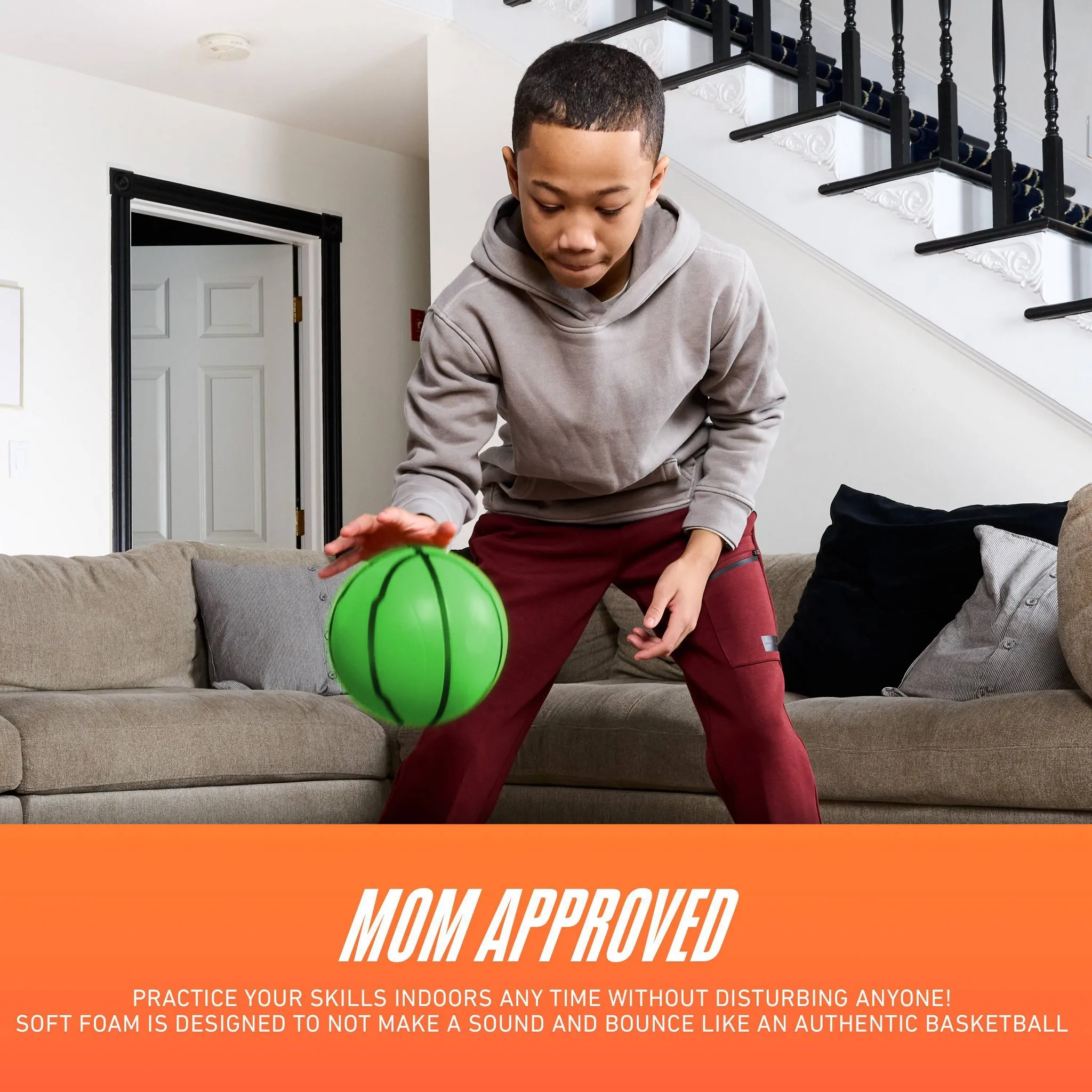 NERF Quiet Court Mini Basketball - Green - Image 4