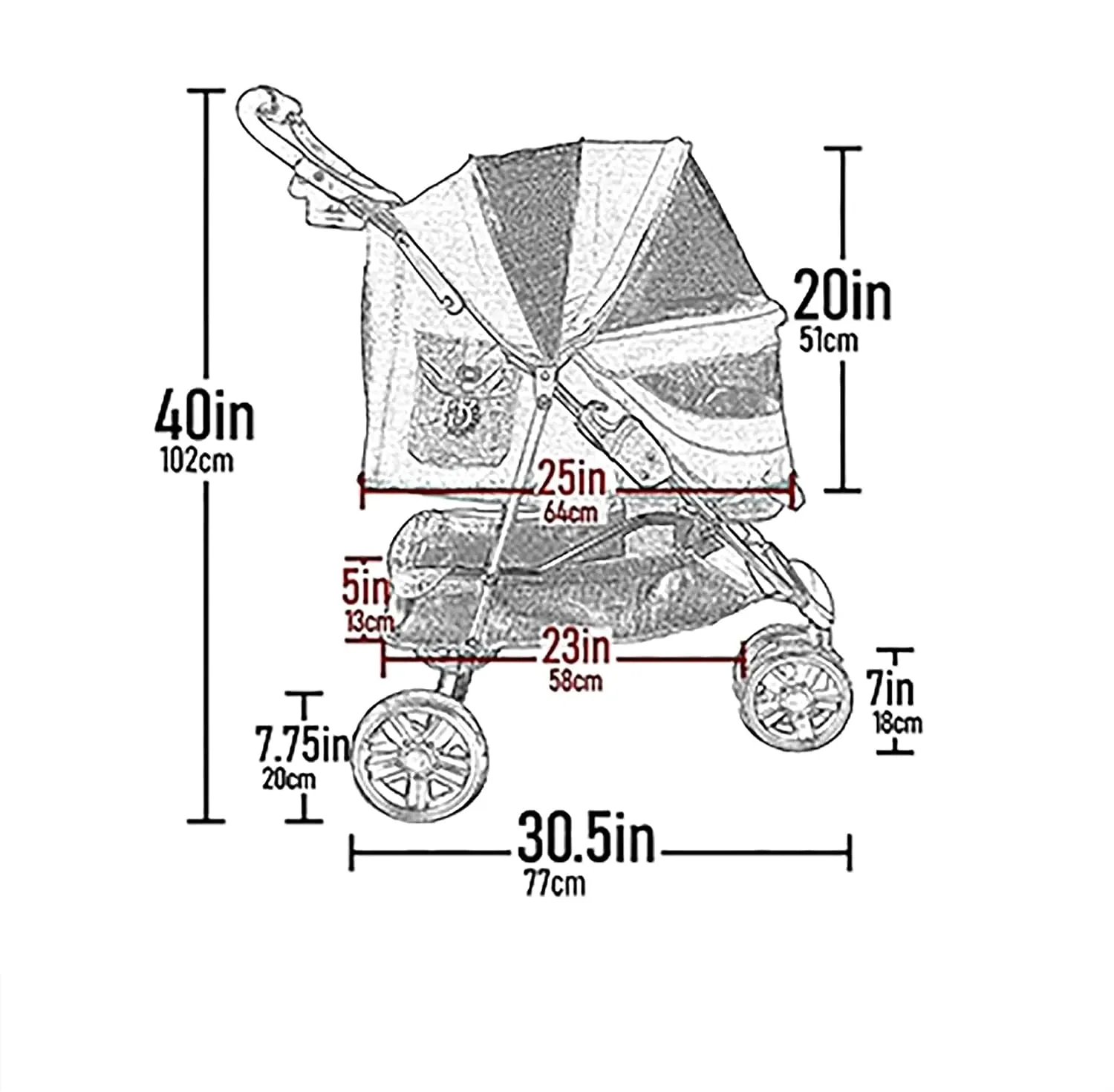 No-Zip Special Edition 3 Wheel Pet Stroller for Cats/Dogs - Image 3