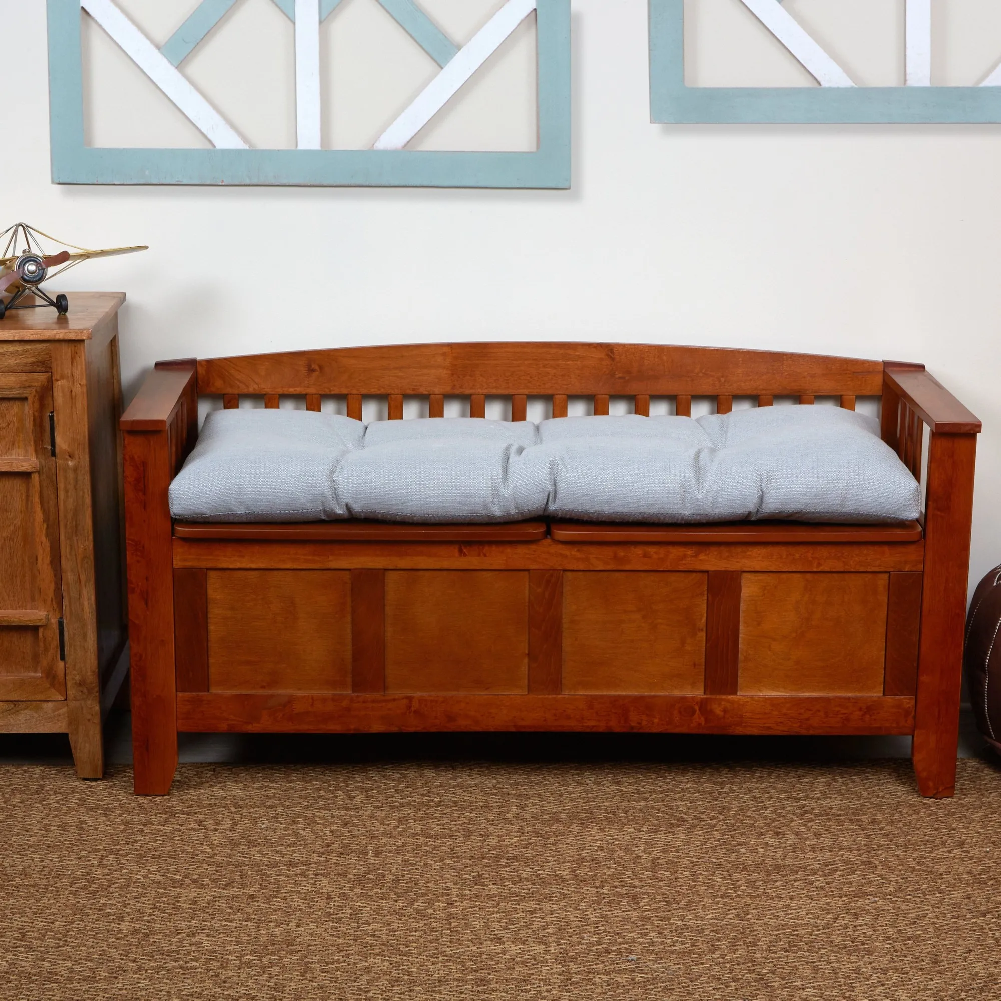 Non-Slip Tufted Universal Bench Cushion - Gray