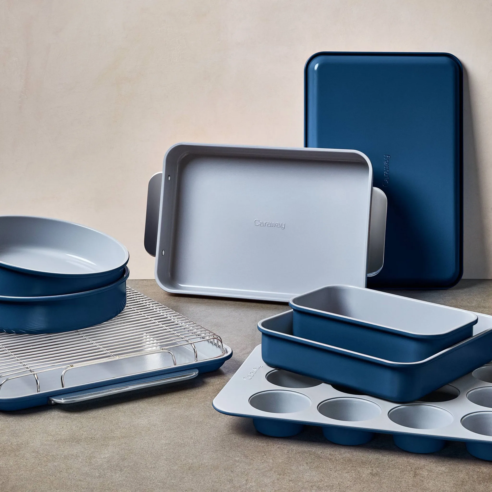 Non-Stick Ceramic Complete Bakeware Set - Navy - Image 2