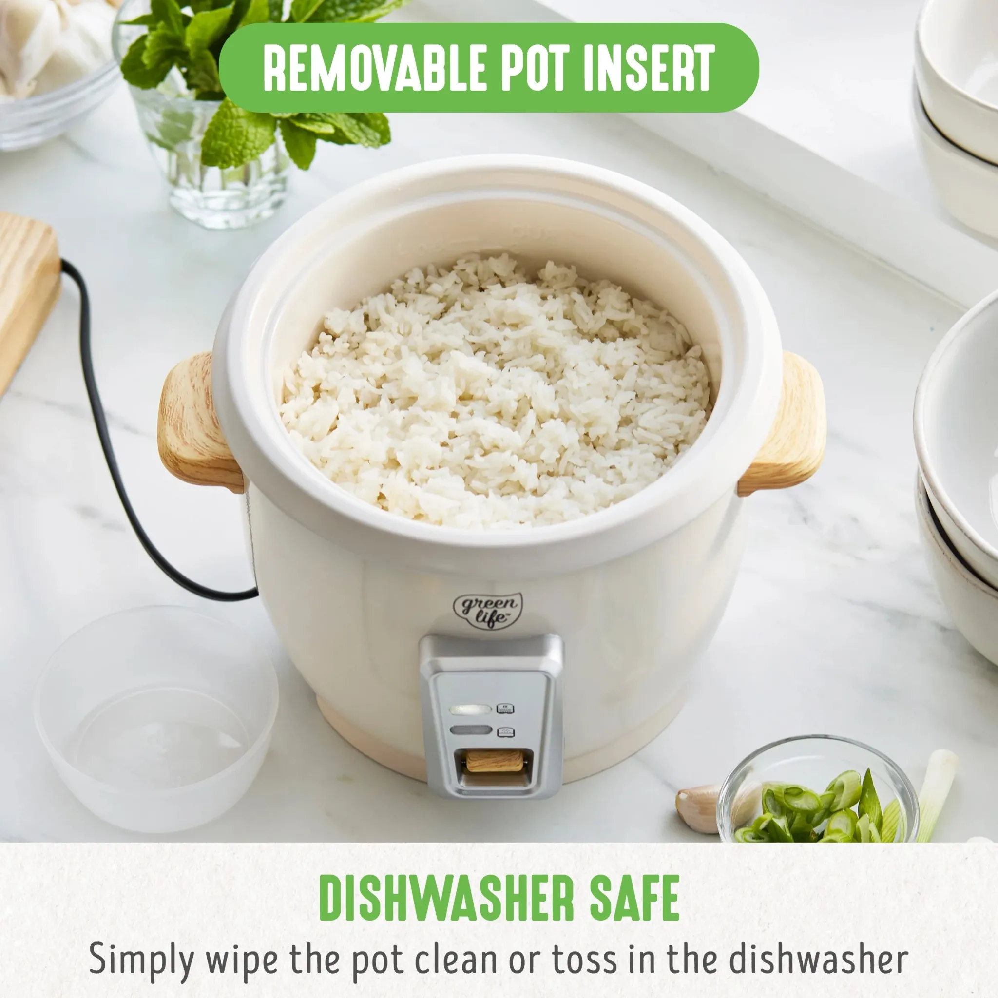 Non Stick Electric Rice Cooker - Cream - Image 4