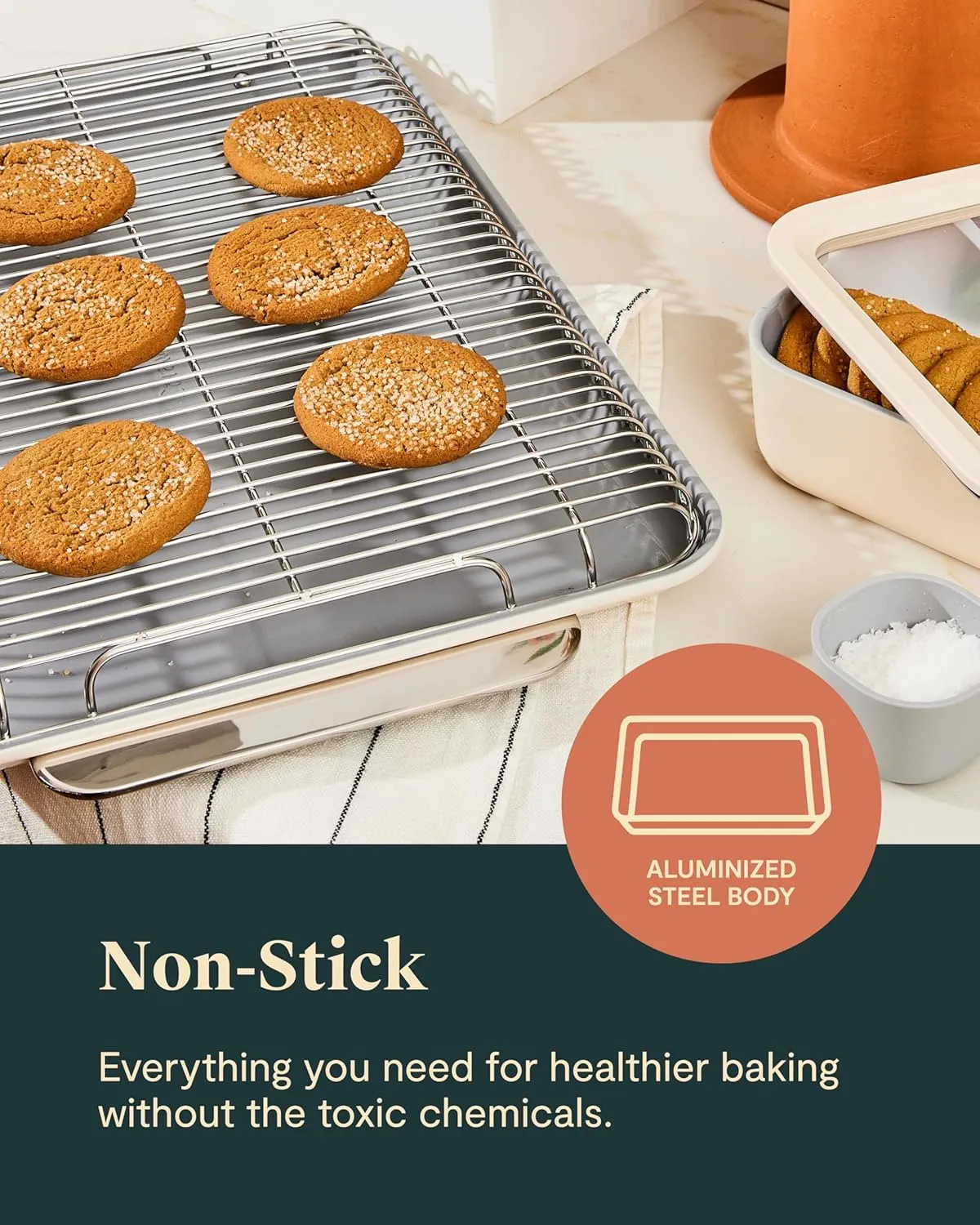 Nonstick Ceramic Bakeware Set (11 Pieces)- White - Image 4