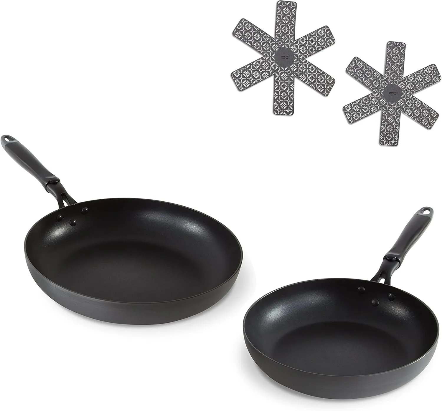 10" and 12" Nonstick Hard Anodized Fry Pan Cookware Set - Black
