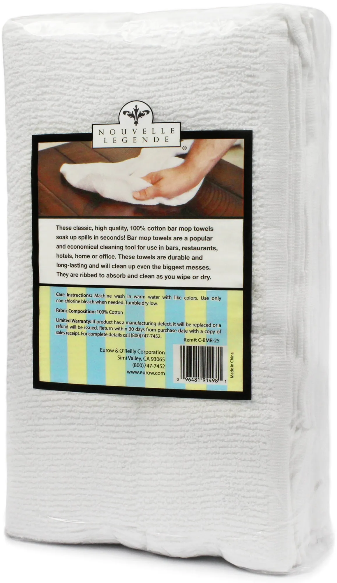 Nouvelle Legende Commercial Grade Cotton Bar Mop Ribbed Towels - 25-Pack - Image 5