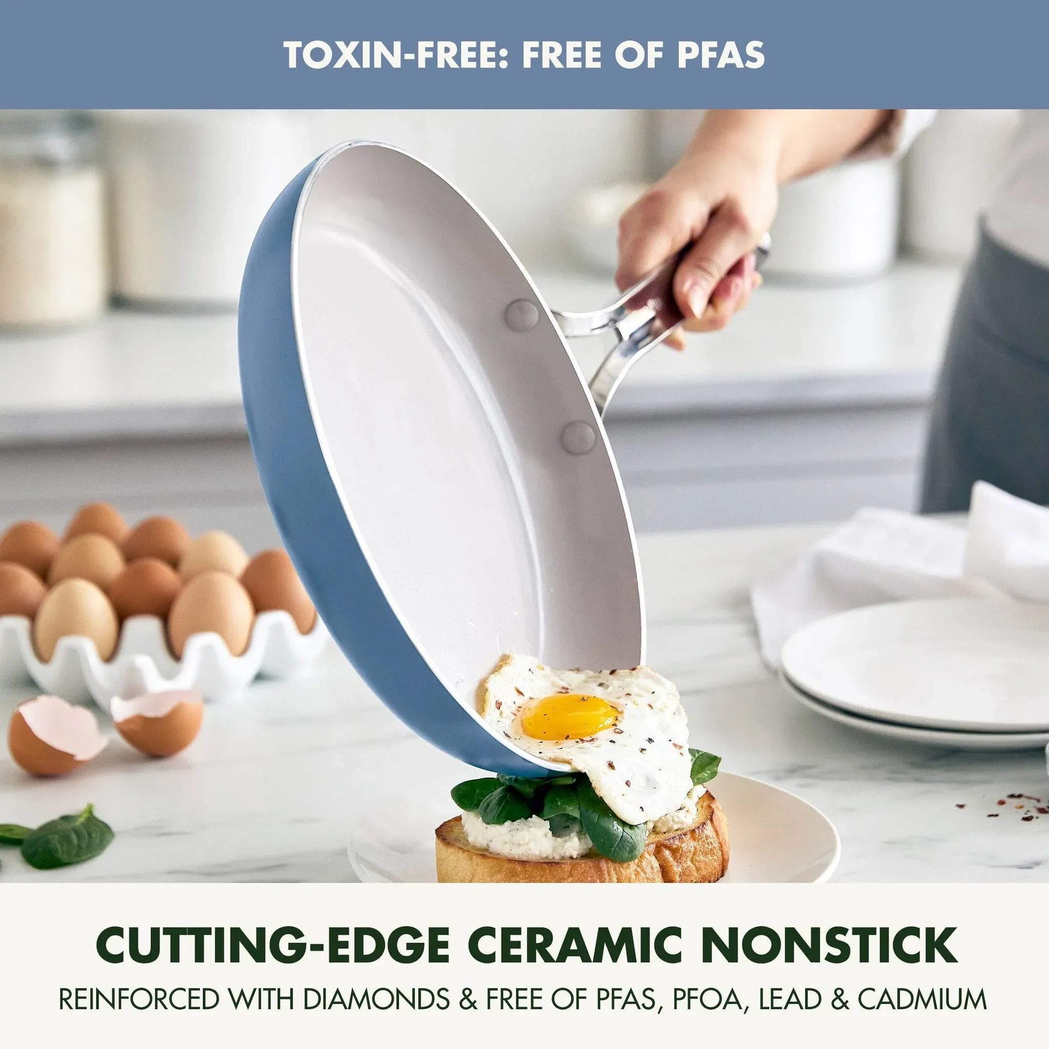 Nova 10pc Ceramic Nonstick Aluminum Cookware Set - Ocean - Image 2