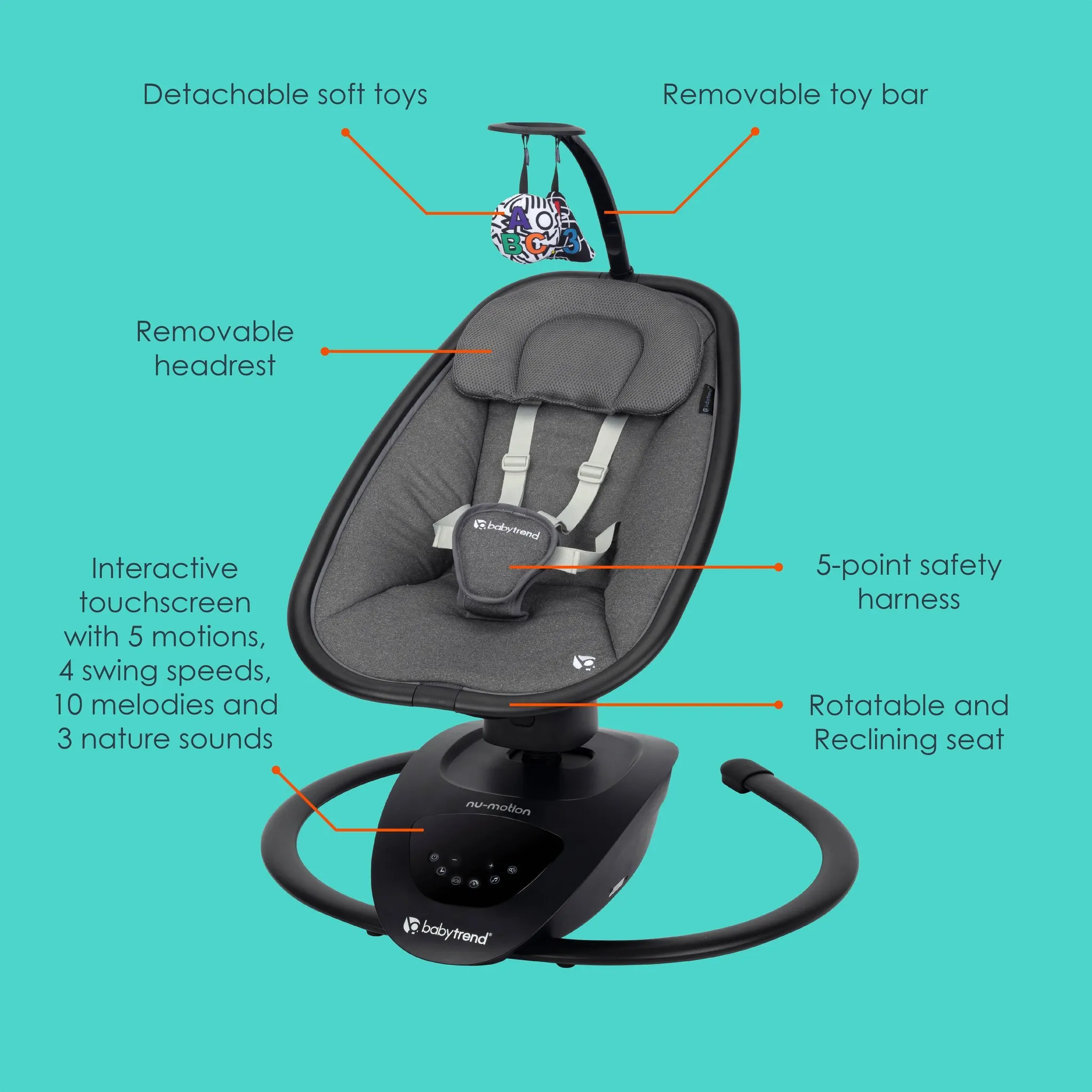 Nu-Motion Infinity Swing with Interactive Display - Midnight Black - Image 3