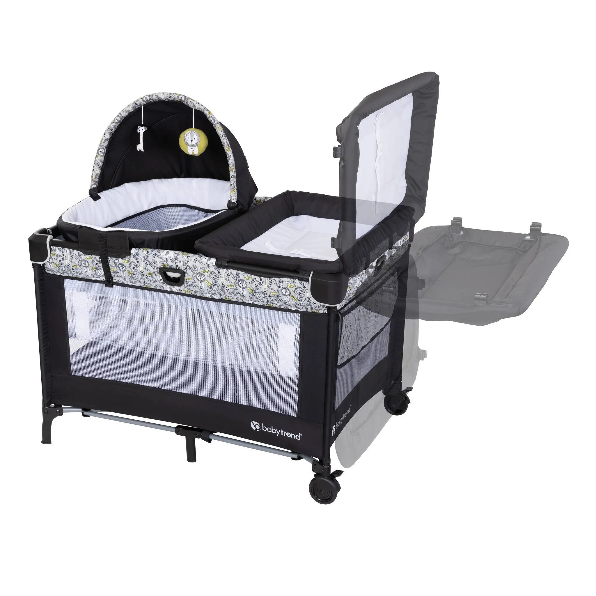Nursery Den Playard with Snooze Pod and Flip Over Changer - Hidden Jungle Trio - Image 5