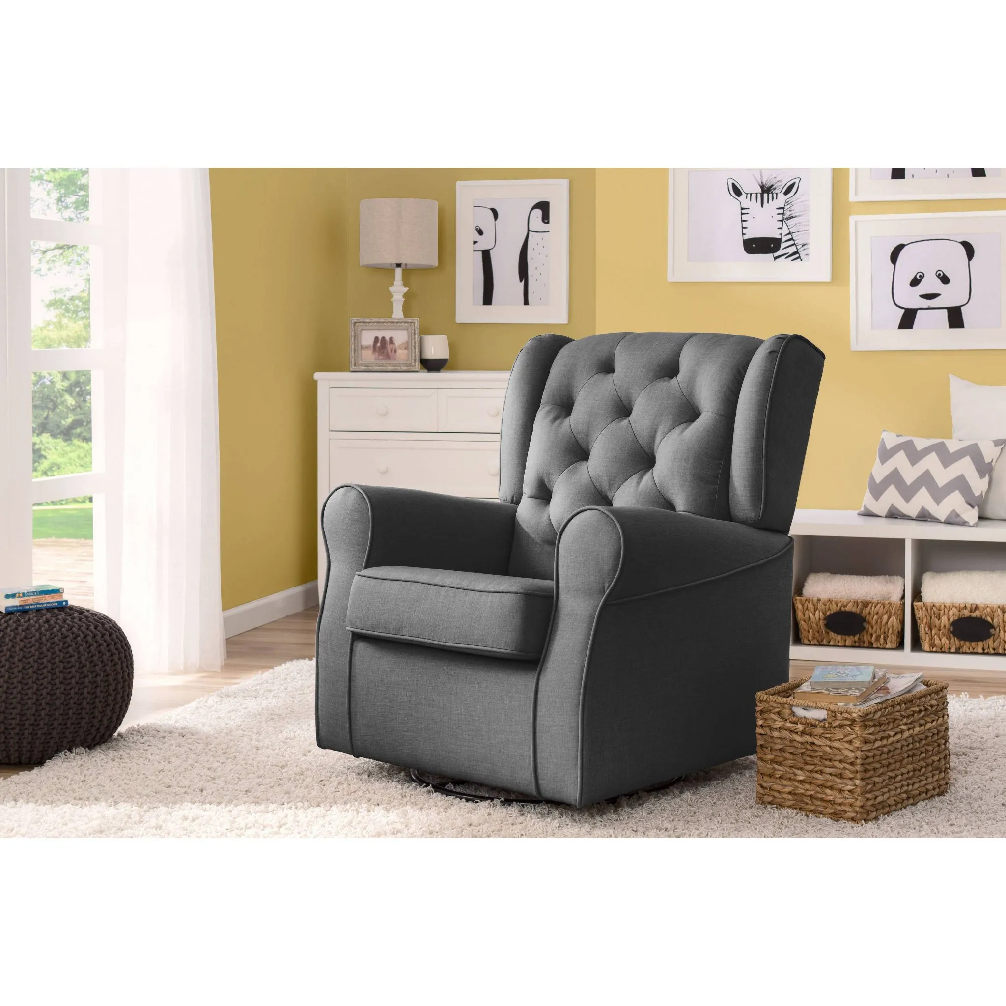 Nursery Glider Swivel Rocker Chair - Charcoal - Image 2