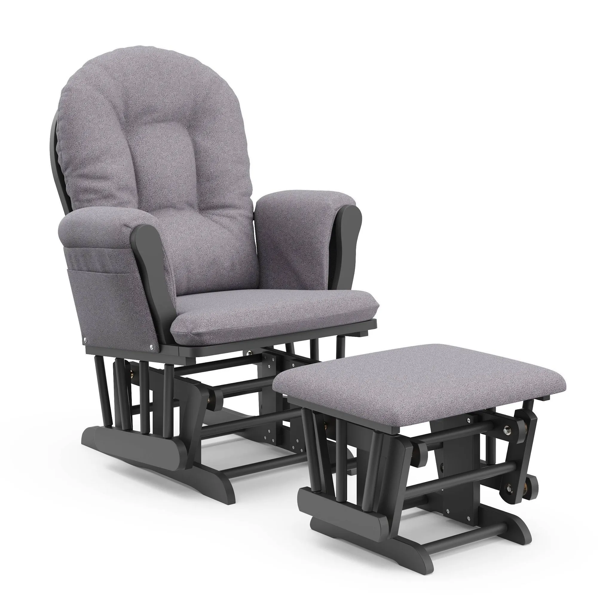 Hoop Glider Nursery Rocking Chair and Ottoman - Gray Frame/Slate Gray Swirl Fabric