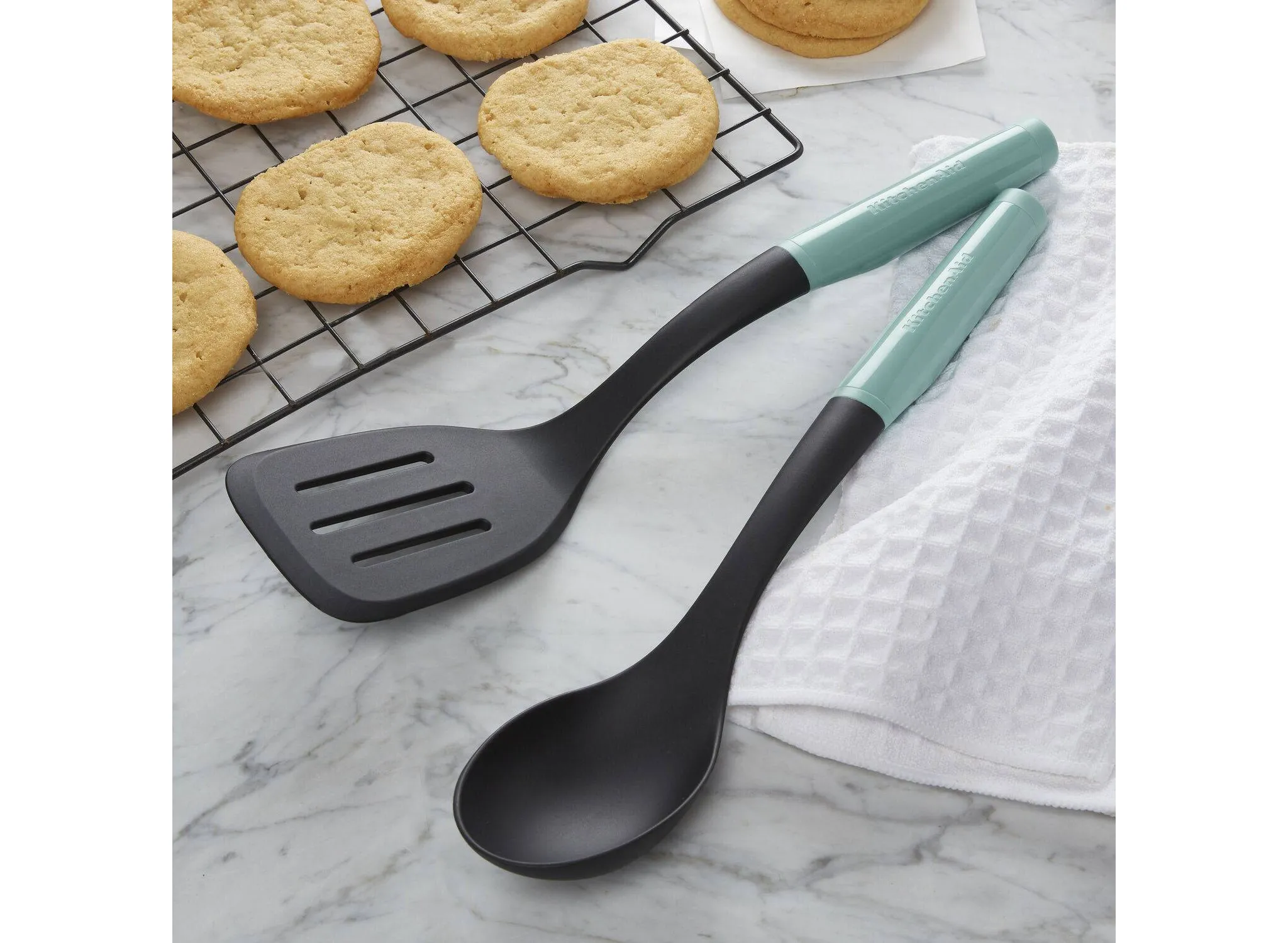 Nylon and ABS Spoon and Turner Set - Aqua Blue - Image 4